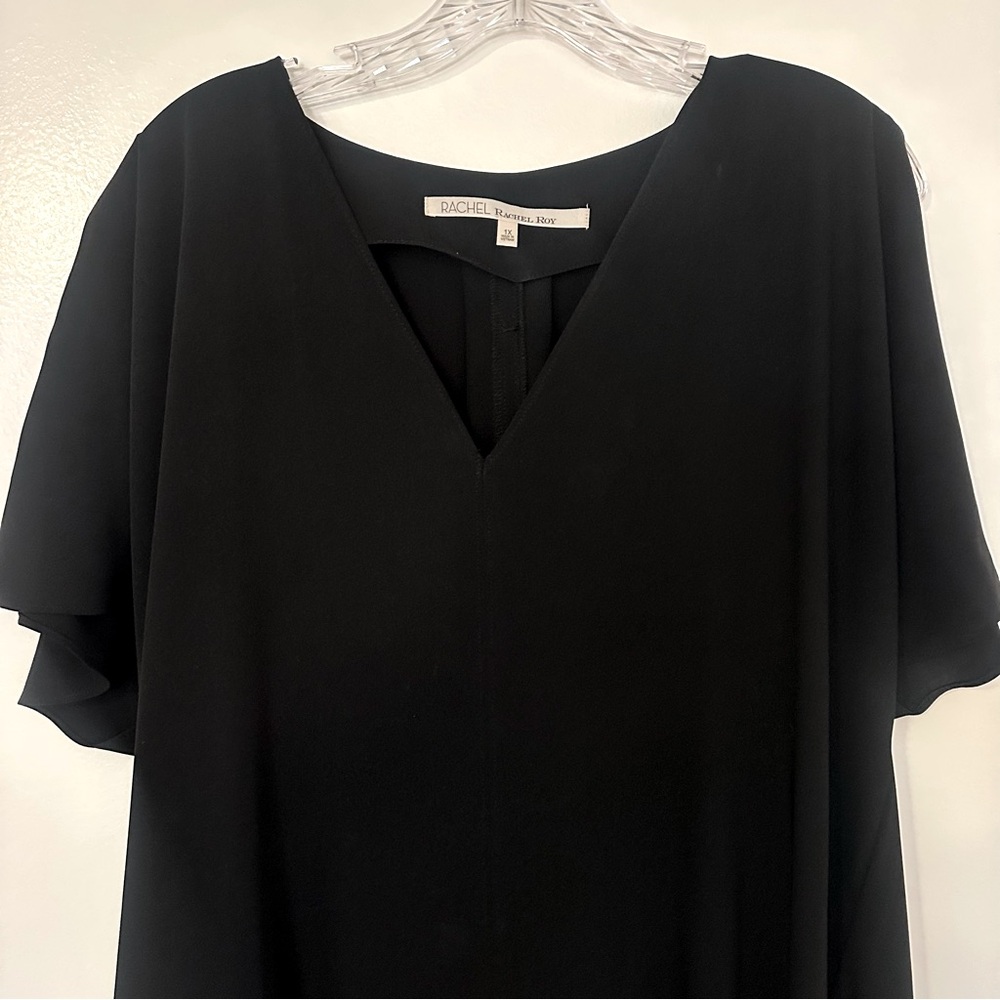 Rachel Roy Elegant Black V-Neck Dress - Picture 3 of 5